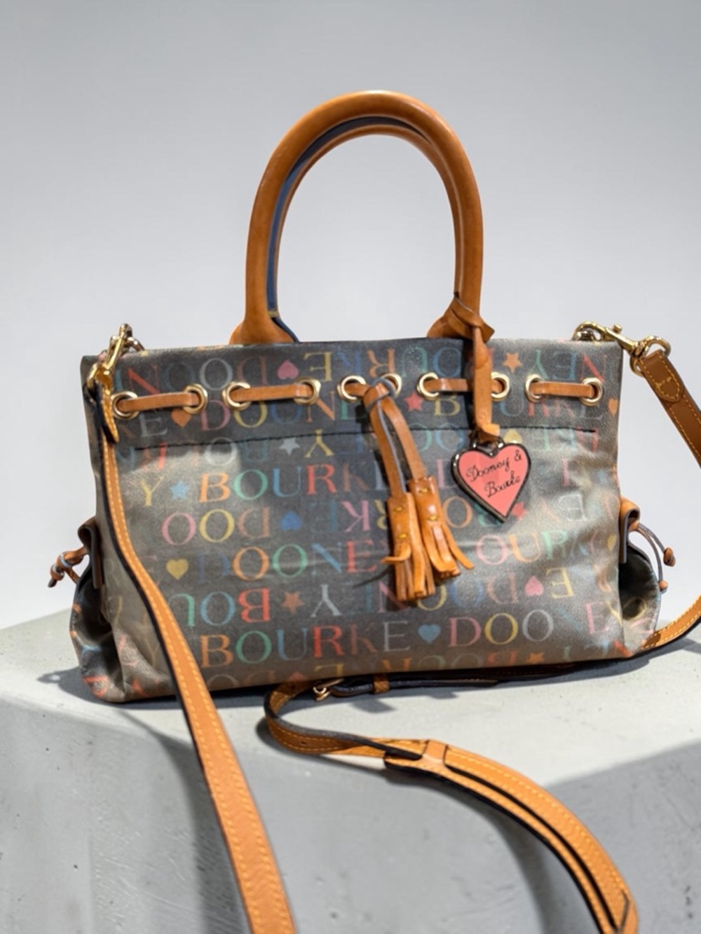 Dooney & Bourke Doodle Sac Tote Satchel Heart Charm
